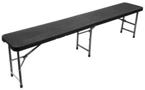 Banca de gradina, pliabila, cu maner, tehnoratan, structura metalica, negru, 180x30x44 cm