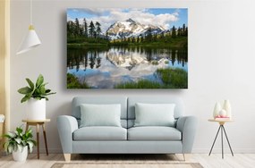 Tablou Canvas - Reflexia muntelui inzapezit din lac