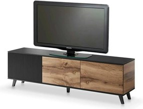 Comoda TV RANDOM, stejar wotan/negru, PAL furniruit, 180x40x52 cm