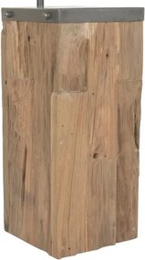 Lampă de podea, stil industrial artizanal, culoare natur, din lemn de tec și fier, „Teak”