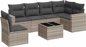 vidaXL Set canapele de grădină cu perne, 7piese gri deschis poliratan