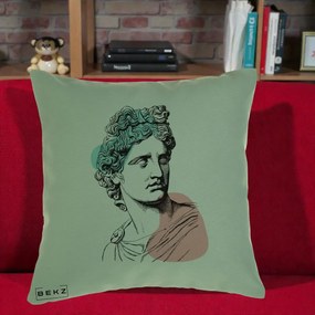 Perna Decorativa Bust Grec Vaporwave, 40x40 cm, Verde, Husa Detasabila, Perna Inclusa, BEKZ®
