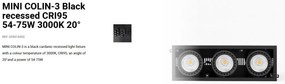 Spot LED incastrabil MINI COLIN-3 Black recessed CRI95 54-75W 3000K 20°