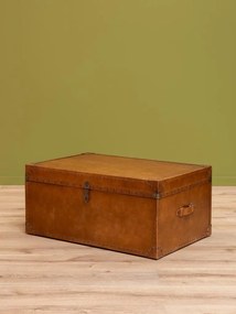 Cufăr decorativ din piele, lemn și alamă, maro, cu nituri decorative, finisaj patinat, 41,5×61,5×61,5 cm, „Studs"