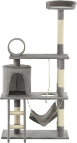 vidaXL Ansamblu de joacă pisici, cu stâlpi funie sisal, 140 cm, gri