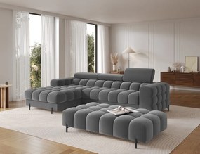 Taburet Tapitat cu Picioare Ferivo, 140x70x40 cm, dark gri plush – Sola 06