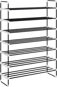 vidaXL Raft încălțăminte cu 7 etajere din metal și plastic, negru