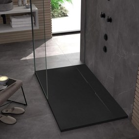 Cadita pentru dus Bazalt Long neagra 90x120