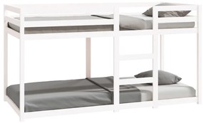 821645 vidaXL Pat supraetajat, alb, 90x200 cm, lemn masiv de pin