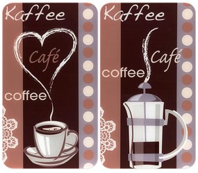 Set 2 protecții din sticlă pentru aragaz Maximex Coffee, 52 x 30 cm