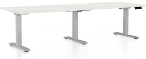 Masă înălțime reglabilă OfficeTech Long, 240 x 80 cm, picioare gri, frasin alb