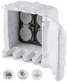 Power Rocksoclu cu 4 prize, cablu de 1, 5m, piatra, gri deschis