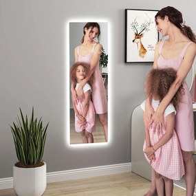HOMCOM Mare oglindă de perete LED oglindă de lungime întreagă 3 culori de lumină reglabile funcție de memorie 120 x 40 cm transparent | Aosom Romania