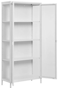 Vitrină Brisbane, 2 uși din sticlă, oțel, alb 80x35x175 cm