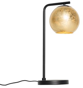 Lampă de masă de design neagră cu sticlă aurie - Bert