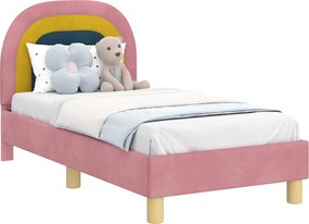 vidaXL Cadru de pat pentru copii cu spătar Roz 70 x 140 cm Catifea
