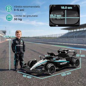 AIYAPLAY Mașină Electrică Pentru Copii Mercedes-AMG PETRONAS F1, 12V, Telecomandă, PP, Plastic, 123x66x39 cm, Negru | Aosom Romania