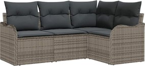 vidaXL Set de canapele pentru grădină 4 pcs Gri poliratan