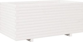 vidaXL Jardinieră de grădină, alb, 110x60x49,5 cm, lemn masiv de pin