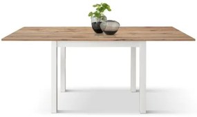 PAZZO DESIGN Masă extensibilă Giuliano, stejar rustic, laminat, fabricată în Italia, bază albă, 90 x 90 x 76,5 cm | Aosom Romania