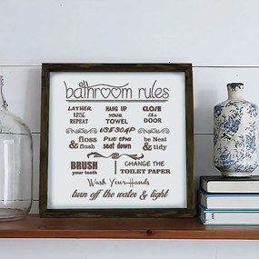 Semn 34x34 cm Bathroom Rules – Evila Originals
