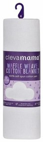 Clevamama - Paturica Waffle Weave din Bumbac, 140x120 cm, Alb