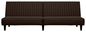 Canapea extensibila 2 locuri si taburet, maro, piele ecologica Maro, Cu scaunel pentru picioare