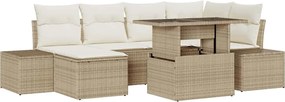 vidaXL Set de canapele pentru grădină 7 pcs Bej Rattan poli