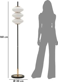 Lampadar alb-negru cu abajur din sticlă (înălțime 168 cm) Vintage – Mauro Ferretti