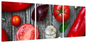Tablou cu legume (cu ceas) (90x30 cm)
