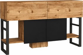 Comoda ML25 - A, pin atlantic/negru, PAL melaminat/metal, 139x43x84 cm