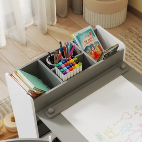 AIYAPLAY Mobilier pentru Copii 3-8 Ani cu 2 Scaune și Masă Gri și Alb | Aosom Romania