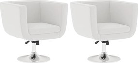 vidaXL Scaune de bar, 2 buc., alb, piele artificială