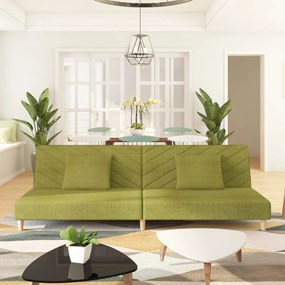 Canapea extensibila cu 2 locuri, 2 perne, verde, textil Verde, Fara scaunel pentru picioare Fara scaunel pentru picioare