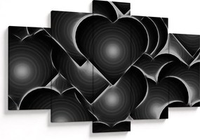 Tablou cu inimile alb - negre (150x105 cm)