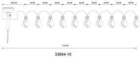 Lanț LED solar decorativ Globo 33694-10 50xLED/0,06W/3,2V IP44
