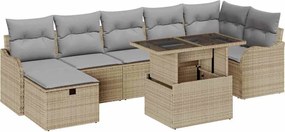 vidaXL Set de canapele pentru grădină cu pernă 8 pcs Bej Rattan poli