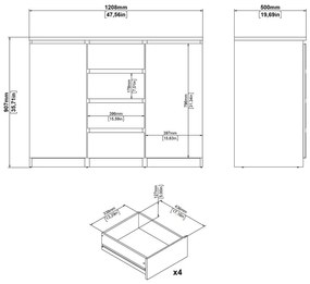 Comodă în culoare naturală cu aspect de lemn de stejar 121x91x50 cm Naia – Tvilum