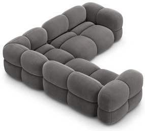 Colțar gri cu tapițerie din catifea Loretto – Cosmopolitan Design