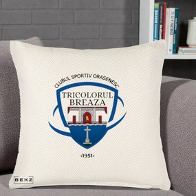 Perna Personalizata CSO Tricolorul Breaza 1951, 40x40 cm, Crem Reliefat, Husa Detasabila, Perna Inclusa, BEKZ®