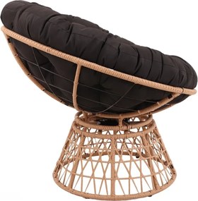 Scaun din ratan PE, rotativ 360 grade, perna neagra– Relaxare premium pentru grădina ta