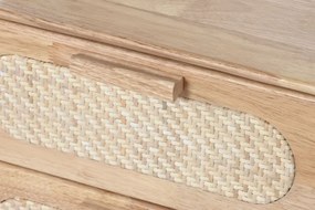 Comoda TV natur , din lemn de cauciuc metal si rattan , "Natqi"