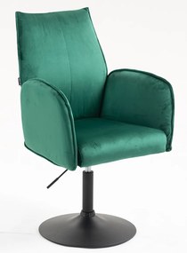 HR280N Scaun Verde din Catifea cu Bază Neagră