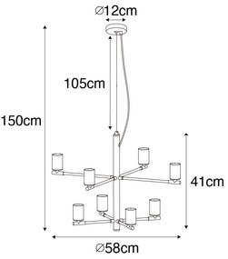 Lampă modernă cu pandantiv neagră cu 8 lumini - Osprey