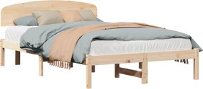 vidaXL Cadru de pat natural 135 x 190 cm Lemn de pin masiv
