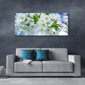 Tablou pe panza canvas Petale Floral Verde Alb