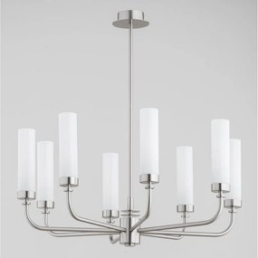 Candelabru 8 brate, otel nickel, sticla alb mat PRESTON 5083