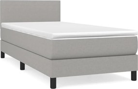 vidaXL Pat box spring cu saltea, gri deschis, 90x200 cm, textil