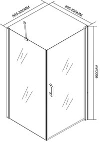 Cabină de duș pătrată simplă cu ușă batantă