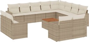 vidaXL Set canapele de grădină, 13 piese, cu perne, bej, poliratan